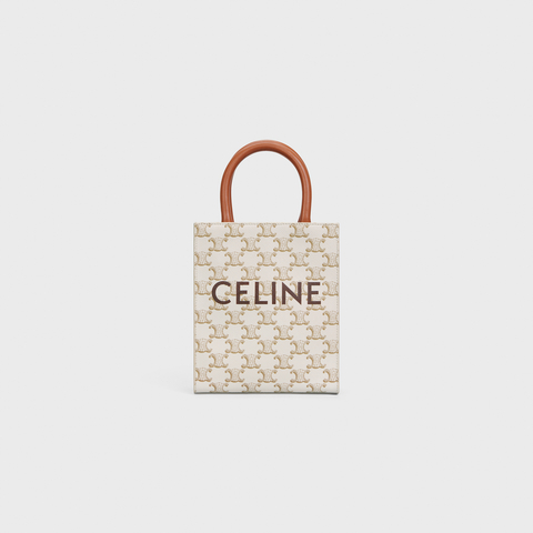 MINI VERTICAL CABAS IN TRIOMPHE CANVAS AND CALFSKIN WITH CELINE PRINT WHITE - Image 1